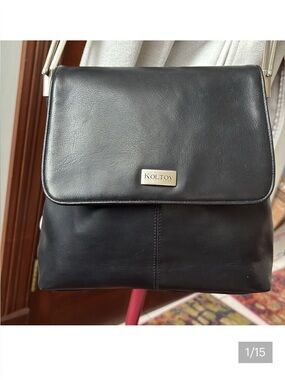 Koltov  shoulder bag  vegan leather navy blue  brushed Silvertone hardware  EUC